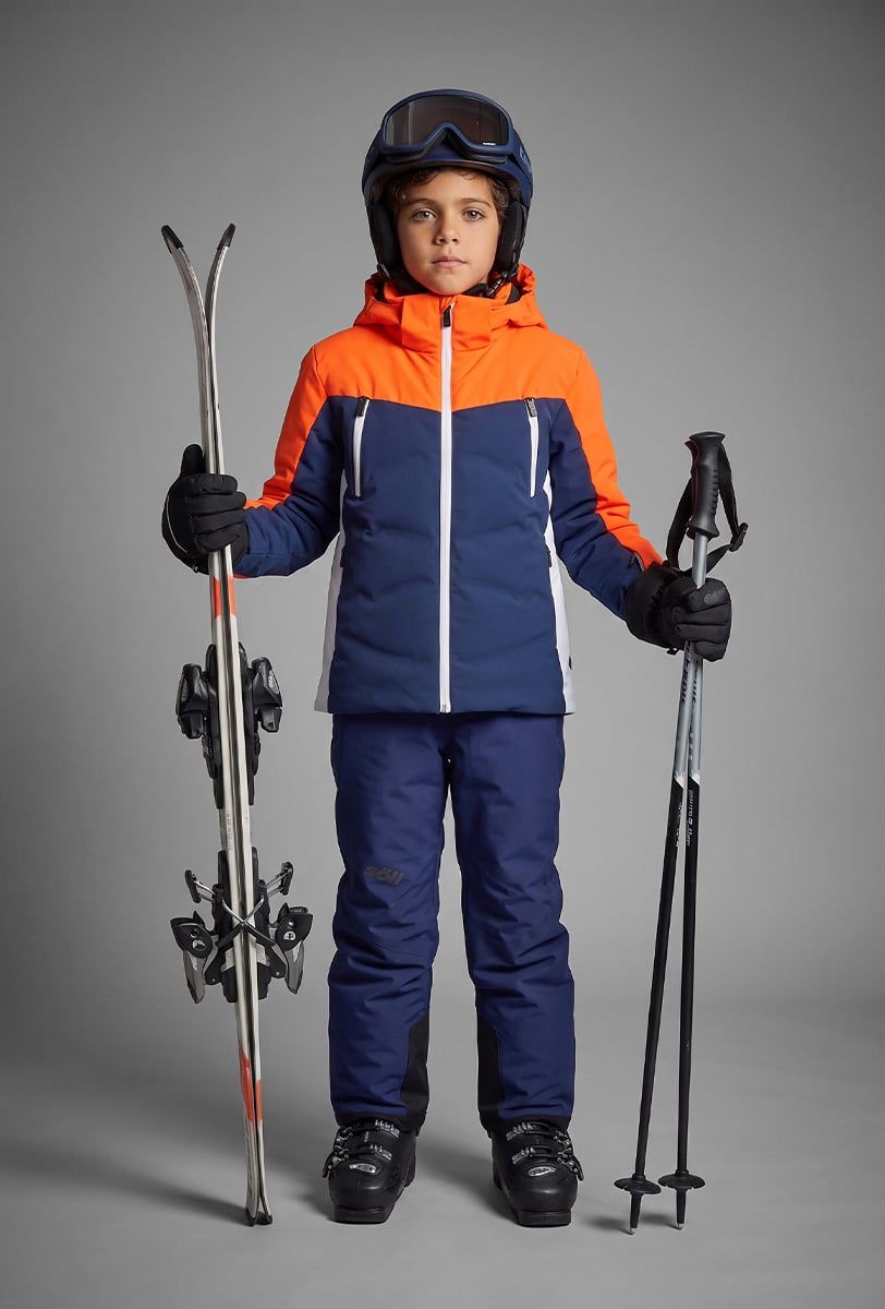 Kids’ ski jacket Söll TYPHOON II Orange – with skis - 3